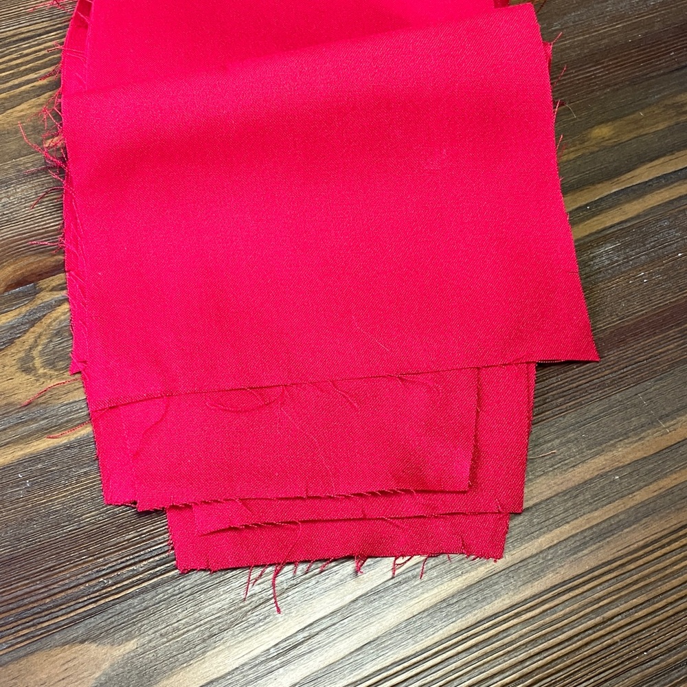 Vibrant New Red Fabric Strips - Smooth Woven Material
